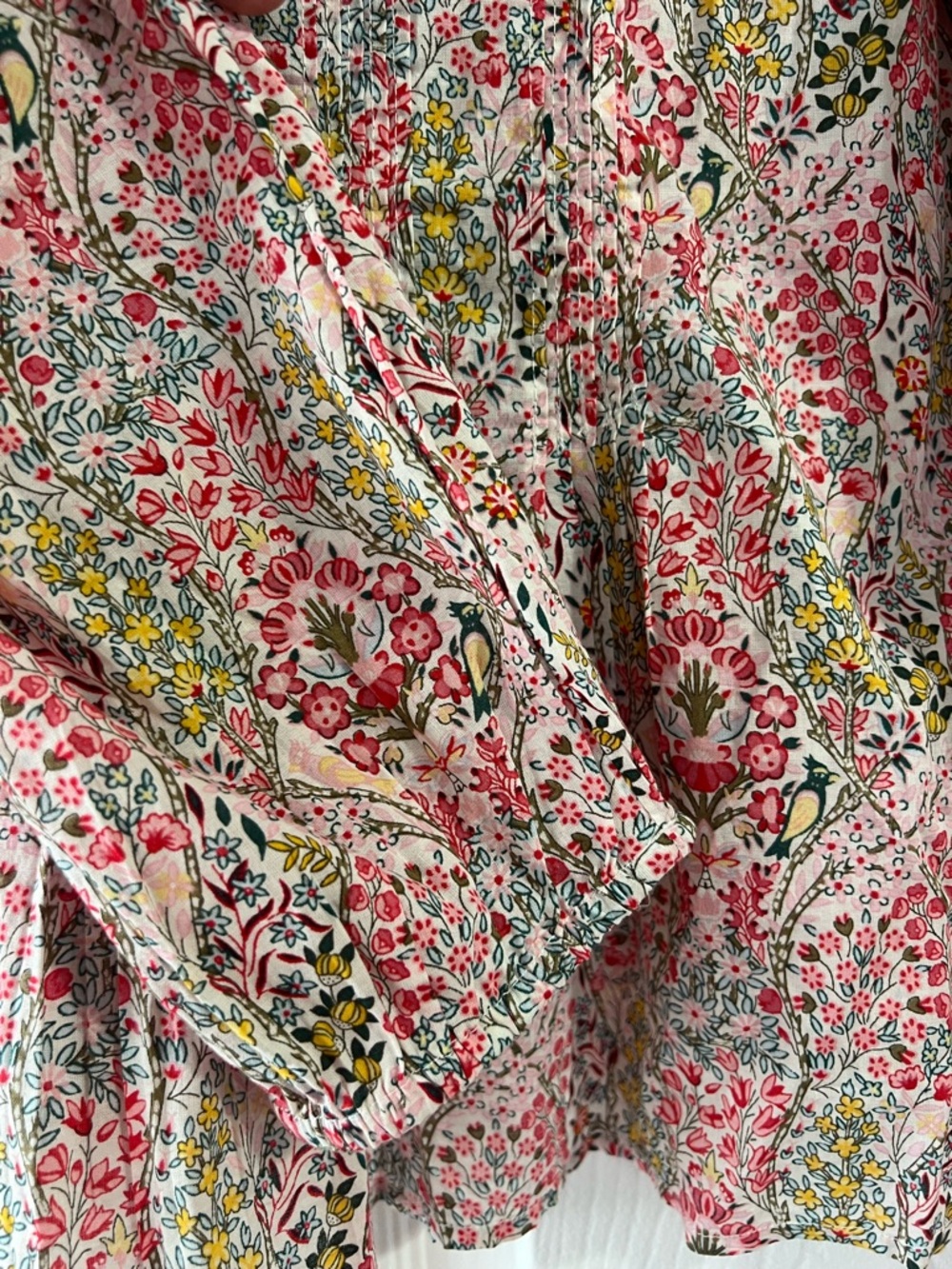 Talbots Pink Floral Ruffle-Front Blouse - Picture 5 of 5